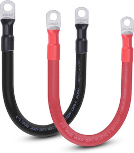 2/0 Gauge Battery Cable, 1FT 2/0 AWG Battery Cable Wire with 3/8" Terminals, Pure Copper Welding Cable Inverter Cables