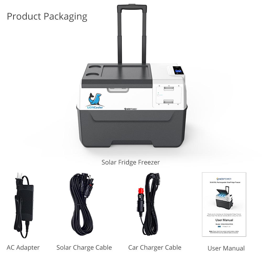 ACOPOWER LionCooler X30A Combo, 32 Quarts Solar Freezer & Extra 173Wh Battery (2 Batteries)